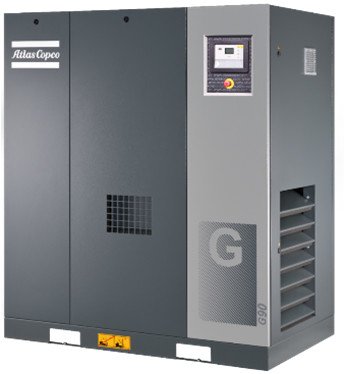Compresor de aire de tornillo Atlas Serie G G90 con rodamiento lateral sin accionamiento engrasado de por vida