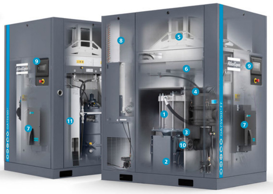 GA 75L VSD+ Atlas Compresor de aire de tornillo 75kw Aceite inyectado