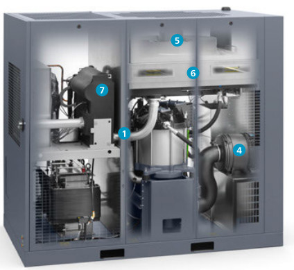 Compresor de aire de tornillo Atlas GA75VSD+ FF 75kw Construido en el secador
